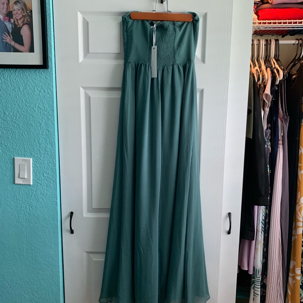 Teal chiffon gown